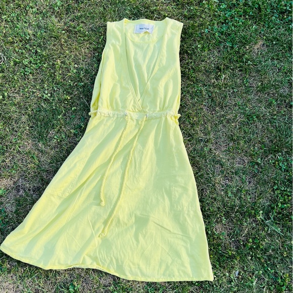 Butter Yellow Sleeveless sundress vacation coastal tropical cotton Dress - Picture 2 of 3